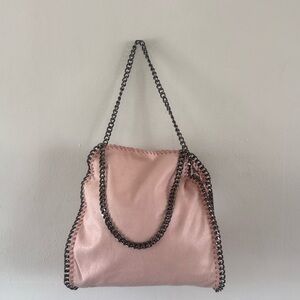 Chic Pink Chain-Trim Shoulder Bag